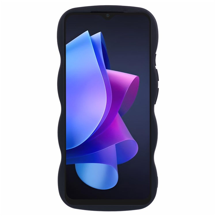 XL Series For TECNO Spark Go 2023 4G SMART7 Cover Solid Color Wavy Edge TPU Phone Case (Large Hole) - Black