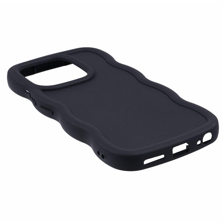 XL Series For TECNO Spark Go 2023 4G SMART7 Cover Solid Color Wavy Edge TPU Phone Case (Large Hole) - Black