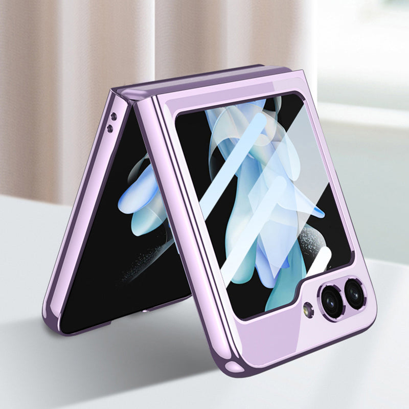 GKK For Samsung Galaxy Z Flip6 5G Electroplating PC Phone Shell with Front Screen Film - Transparent