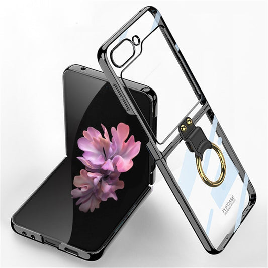 GKK For Samsung Galaxy Z Flip7 FE 5G / Z Flip6 5G Kickstand Case Electroplating PC Phone Shell with Screen Film - Black