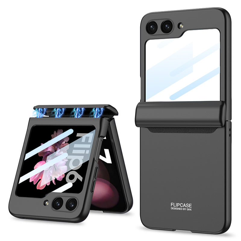 GKK For Samsung Galaxy Z Flip6 5G Case Magnetic Hinge PC Phone Cover with Small Screen Film - Black