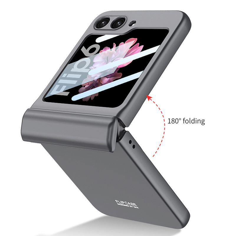 GKK For Samsung Galaxy Z Flip6 5G Case Magnetic Hinge PC Phone Cover with Small Screen Film - Titanium Grey / Titanium Grey