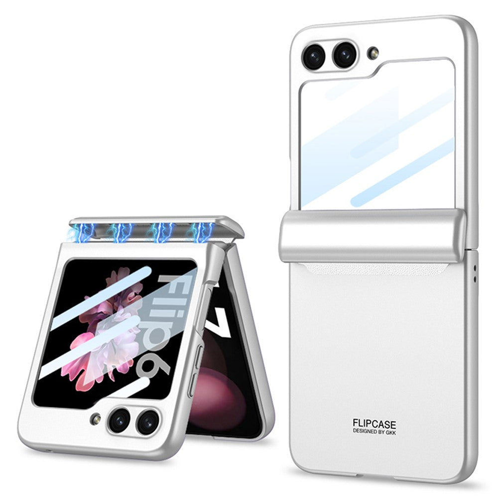 GKK For Samsung Galaxy Z Flip7 FE 5G / Z Flip6 5G Case Magnetic Hinge PC Phone Cover with Small Screen Film - Silver