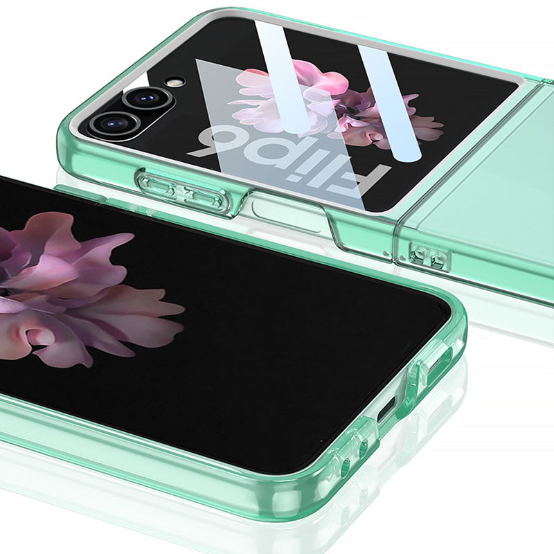 GKK For Samsung Galaxy Z Flip6 5G Case PC Phone Cover with Tempered Glass Rear Screen Film - Transparent Black