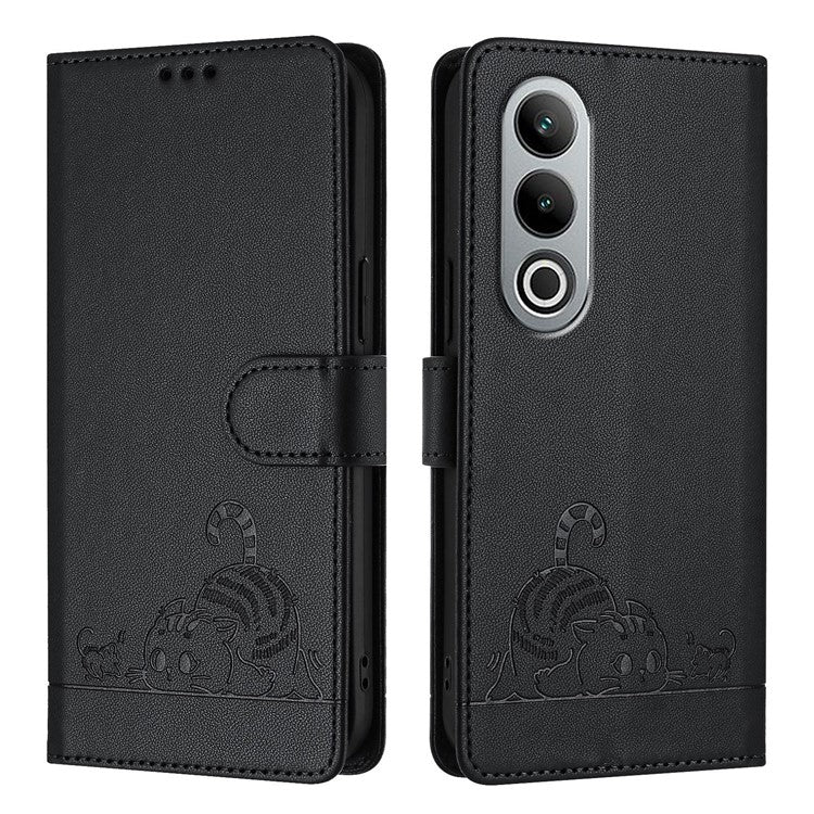 YB Imprinting Series-9 for OnePlus Nord CE4 5G Wallet Case RFID Blocking Leather Flip Phone Cover - Black