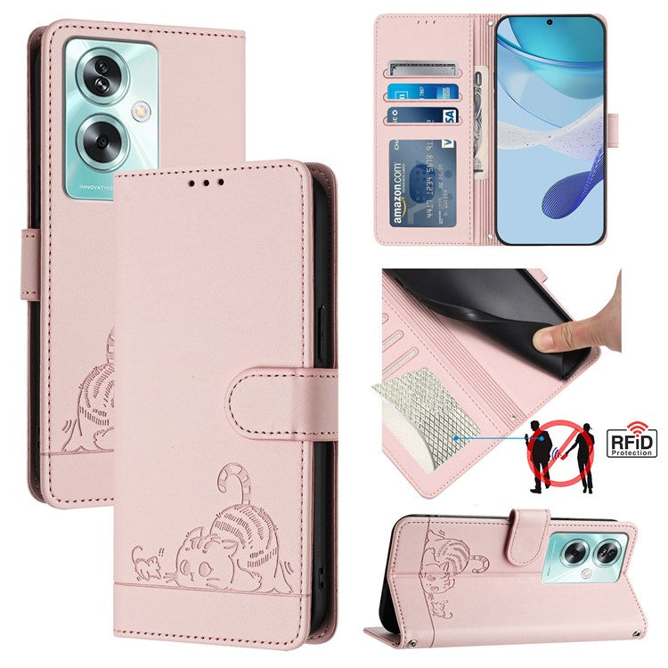 YB Imprinting Series-9 for OnePlus Nord N30 SE 5G Case Leather Phone Cover Stand View - Pink