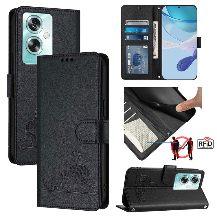 YB Imprinting Series-9 for OnePlus Nord N30 SE 5G Case Leather Phone Cover Stand View - Black