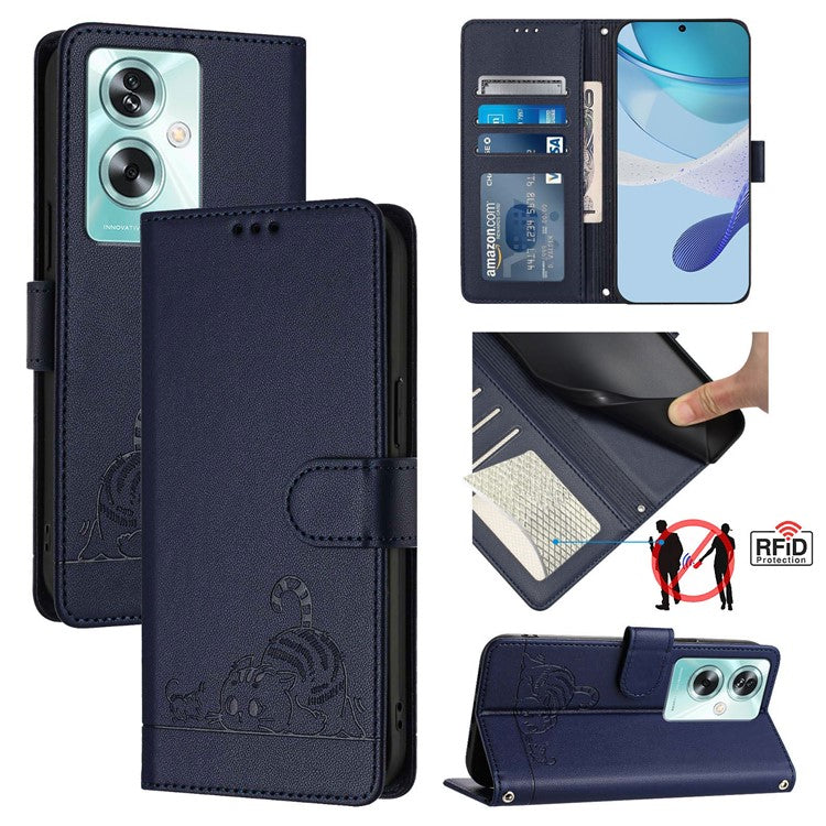 YB Imprinting Series-9 for OnePlus Nord N30 SE 5G Case Leather Phone Cover Stand View - Sapphire