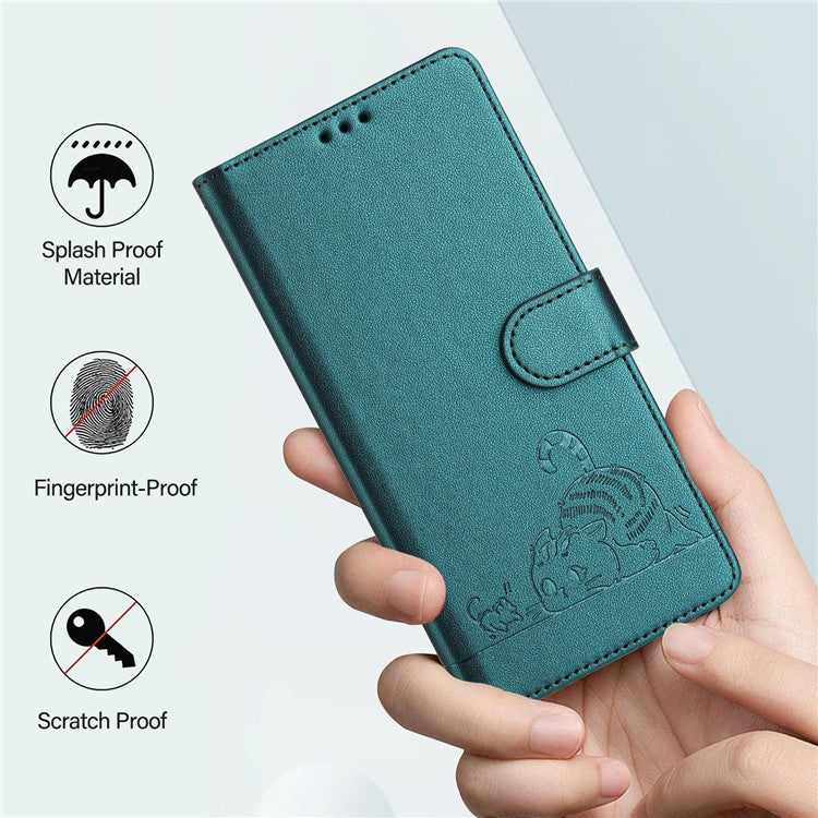 YB Imprinting Series-9 for Google Pixel 8a Case Flip Wallet Leather Phone Cover RFID Blocking - Dark Green