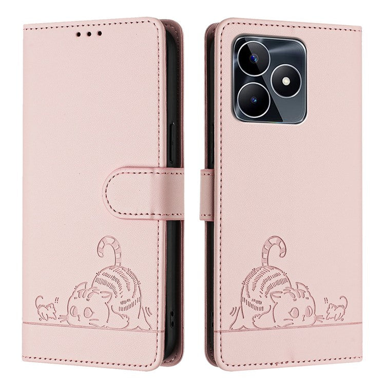 YB Imprinting Series-9 for Realme Note 50 4G / C51 / C53 (Global) / Narzo N53 4G / C53 (India) Leather Case RFID Blocking - Pink