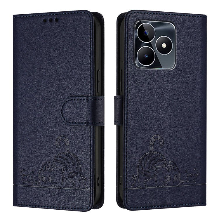 YB Imprinting Series-9 for Realme Note 50 4G / C51 / C53 (Global) / Narzo N53 4G / C53 (India) Leather Case RFID Blocking - Sapphire