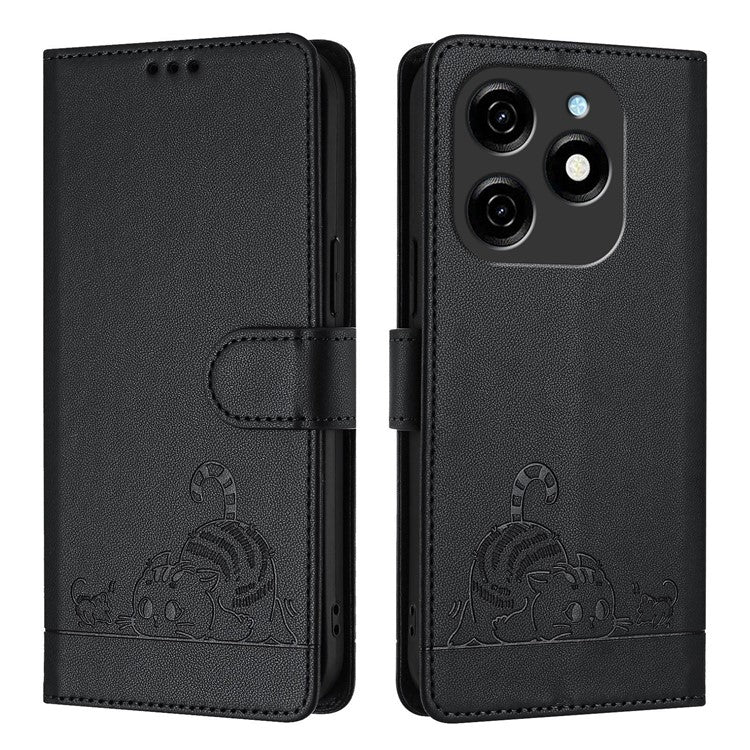 YB Imprinting Series-9 for TECNO Spark 20 Phone Case RFID Blocking Imprint Leather Cover - Black