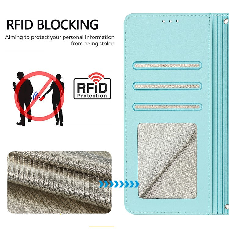YB Imprinting Series-9 for Oppo Reno11 5G (Global) Case Leather Phone Cover Magnetic Clasp Protect - Mint Green