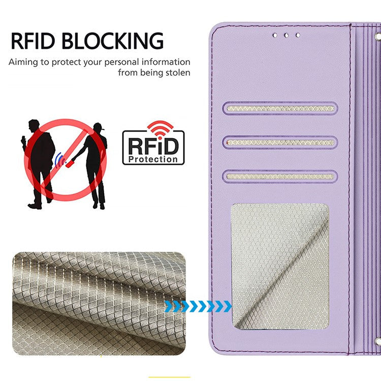 YB Imprinting Series-9 for Oppo Reno11 5G (Global) Case Leather Phone Cover Magnetic Clasp Protect - Purple