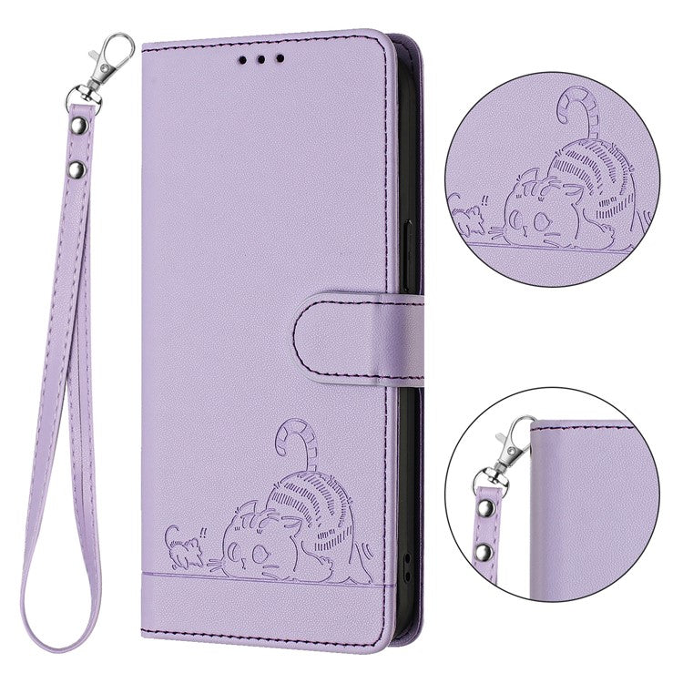 YB Imprinting Series-9 for Oppo Reno11 5G (Global) Case Leather Phone Cover Magnetic Clasp Protect - Purple