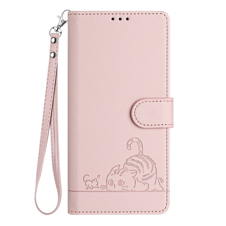 YB Imprinting Series-9 for Oppo Reno11 Pro 5G (Global) Case Leather Phone Cover Cat Mouse Pattern - Pink