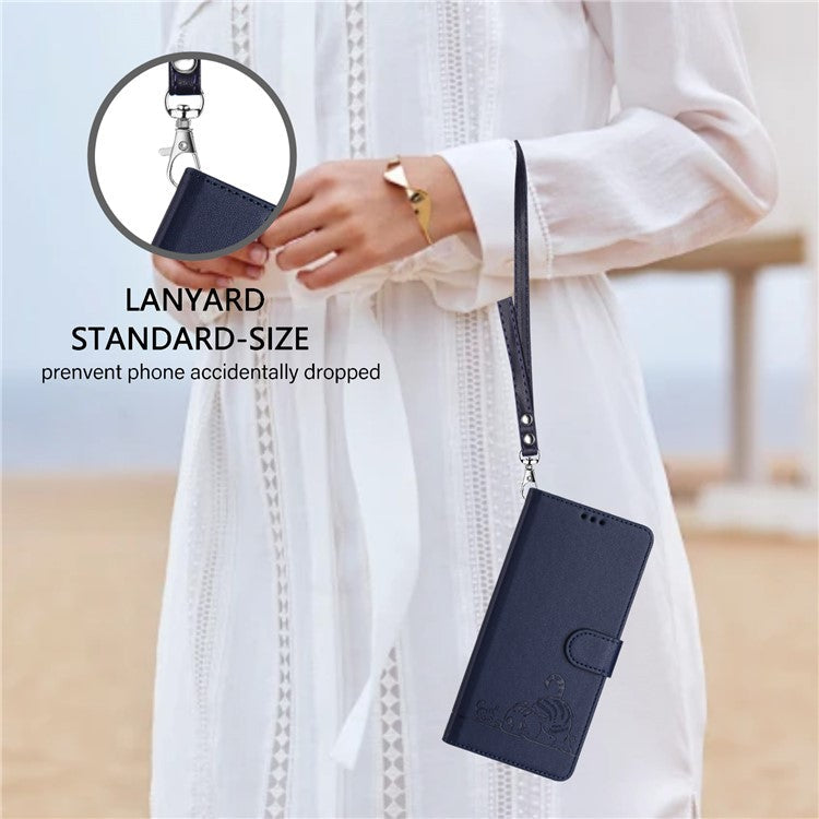 YB Imprinting Series-9 for Oppo Reno11 Pro 5G (Global) Case Leather Phone Cover Cat Mouse Pattern - Sapphire