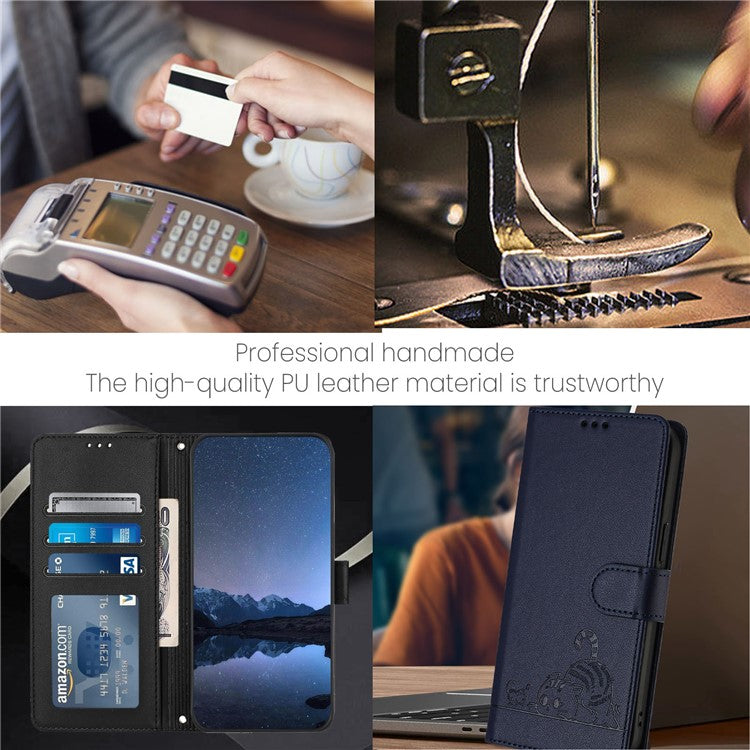 YB Imprinting Series-9 for Oppo Reno11 Pro 5G (Global) Case Leather Phone Cover Cat Mouse Pattern - Sapphire