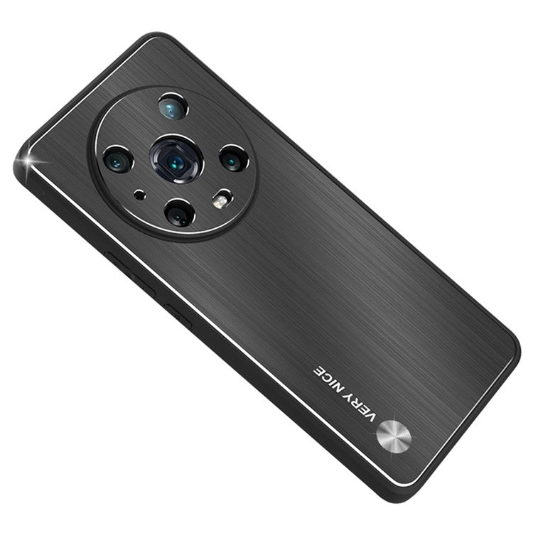 For Honor Magic4 Pro 5G Brushed Aluminium Alloy Back + TPU Frame Phone Case Precise Cutout Protective Cover - Black
