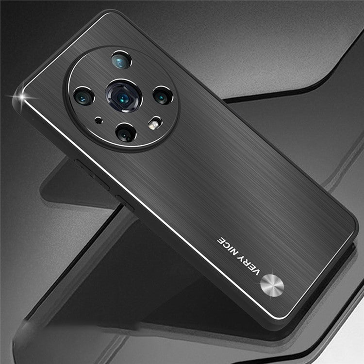 For Honor Magic4 Pro 5G Brushed Aluminium Alloy Back + TPU Frame Phone Case Precise Cutout Protective Cover - Black