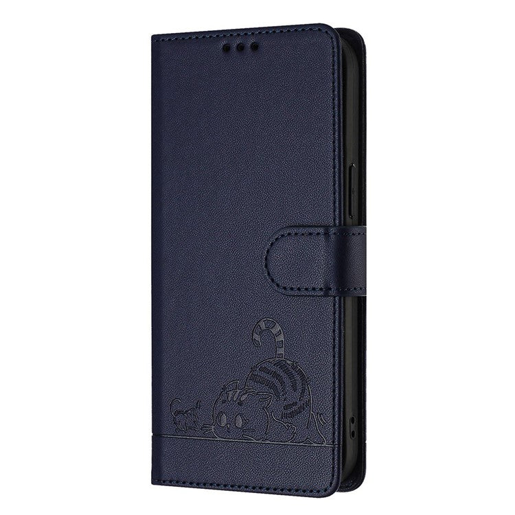 YB Imprinting Series-9 for TECNO Spark 20 Pro Case RFID Blocking Imprinted Leather Phone Cover - Sapphire