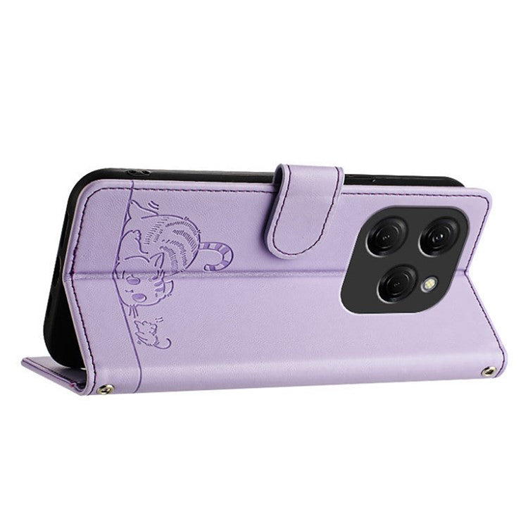 YB Imprinting Series-9 for TECNO Spark 20 Pro Case RFID Blocking Imprinted Leather Phone Cover - Purple