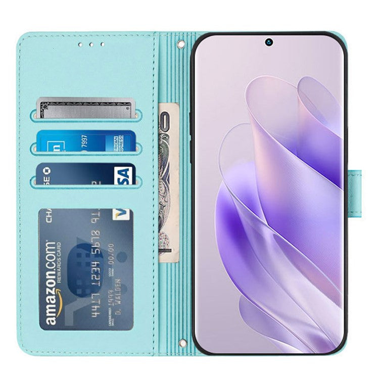 YB Imprinting Series-9 for TECNO Spark 20 Pro+ Case RFID Blocking Leather Wallet Phone Cover - Mint Green