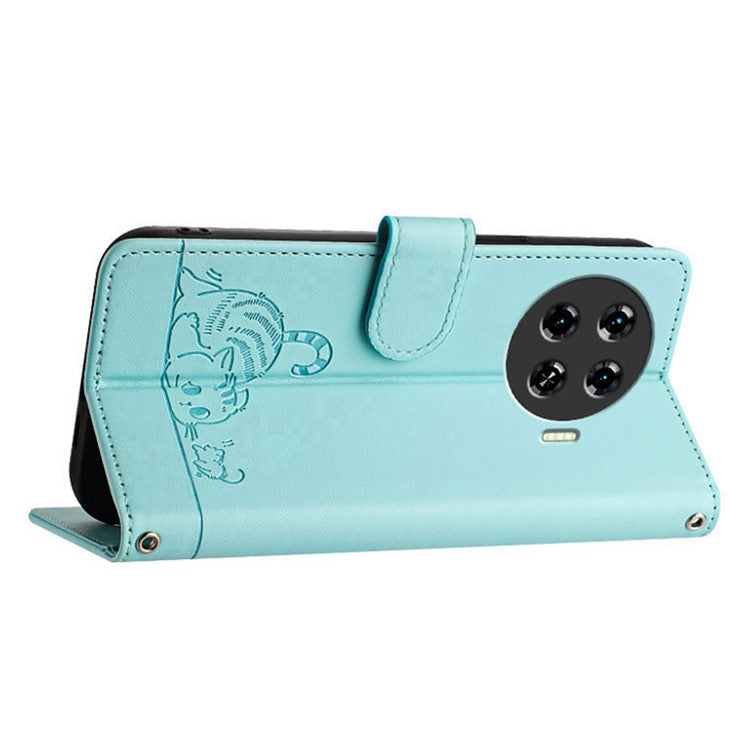 YB Imprinting Series-9 for TECNO Spark 20 Pro+ Case RFID Blocking Leather Wallet Phone Cover - Mint Green