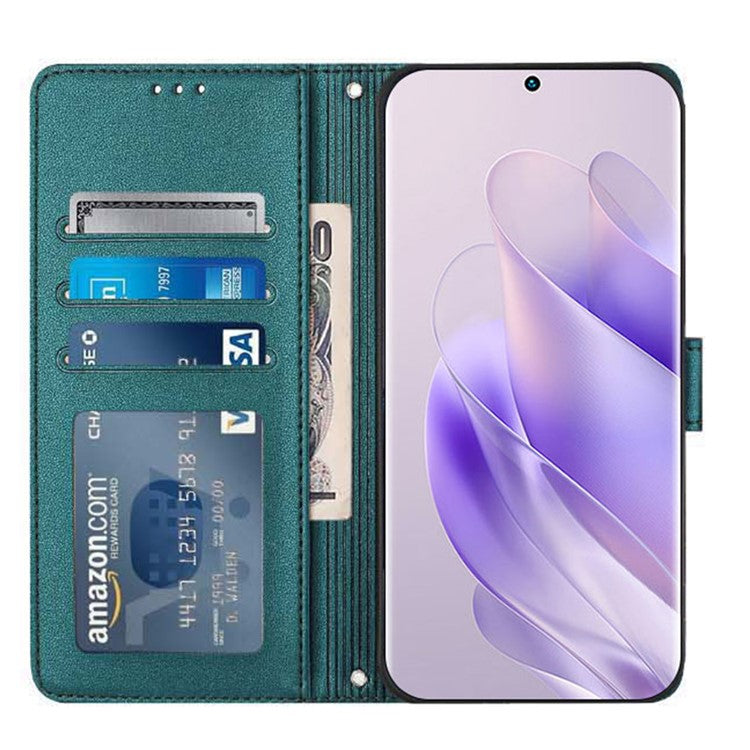 YB Imprinting Series-9 for TECNO Spark 20 Pro+ Case RFID Blocking Leather Wallet Phone Cover - Dark Green