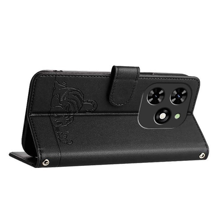 YB Imprinting Series-9 for TECNO Spark Go 2024 4G / Spark 20C Case Cat Mouse Pattern Leather Wallet Phone Cover - Black