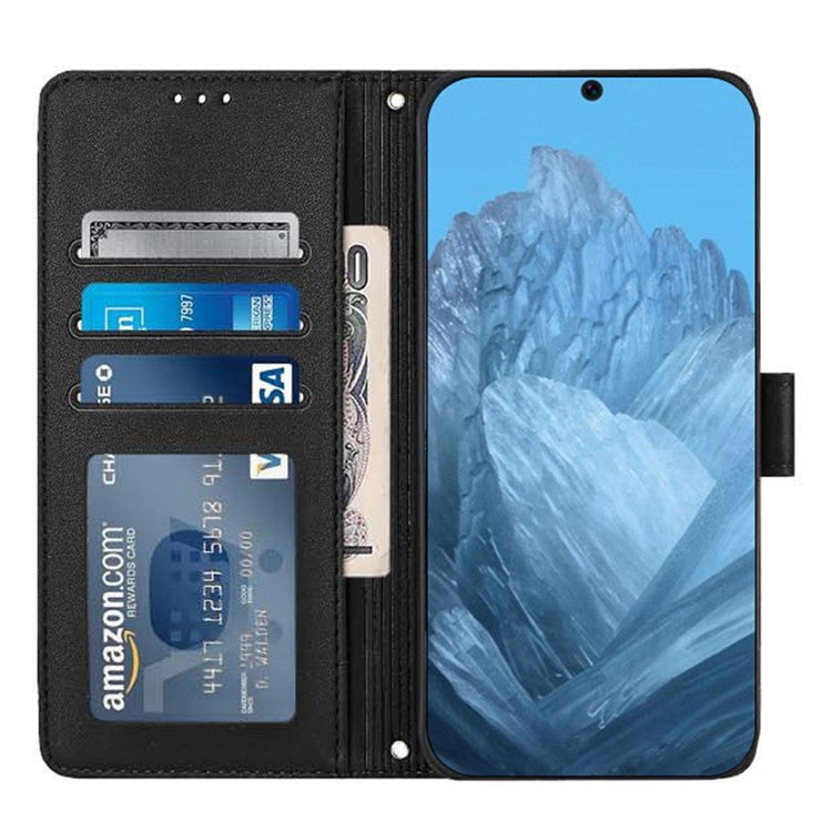 YB Imprinting Series-9 for Google Pixel 9 / 9 Pro Case PU Leather Cat Mouse Folio Phone Cover - Black