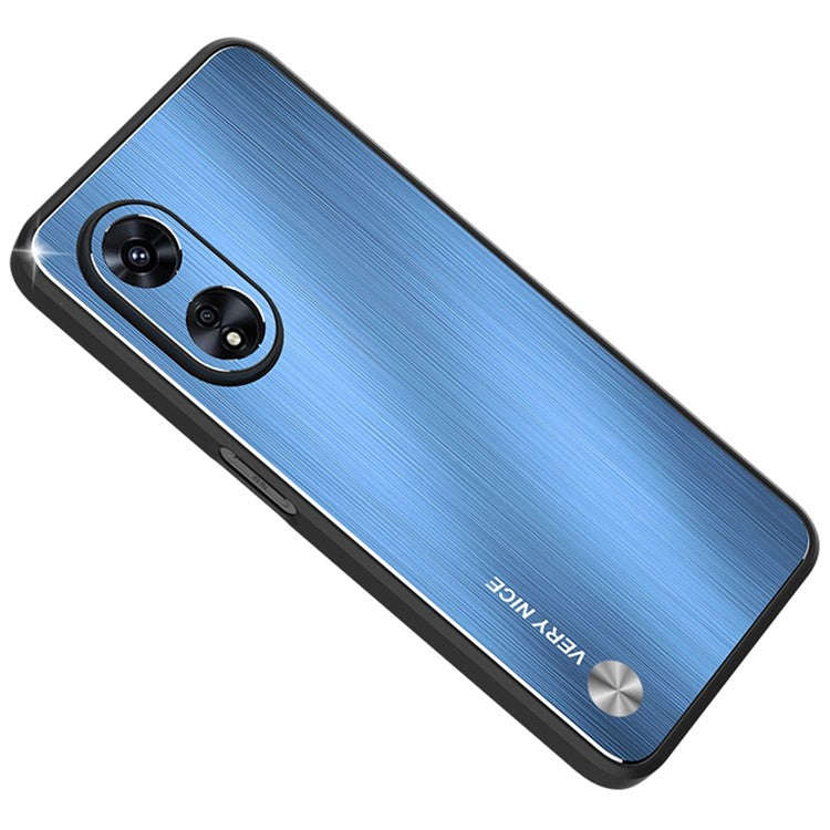 TPU + Aluminium Alloy Hybrid Case for Oppo A97 5G, Drop-proof Brushed Surface Mobile Phone Cover - Blue