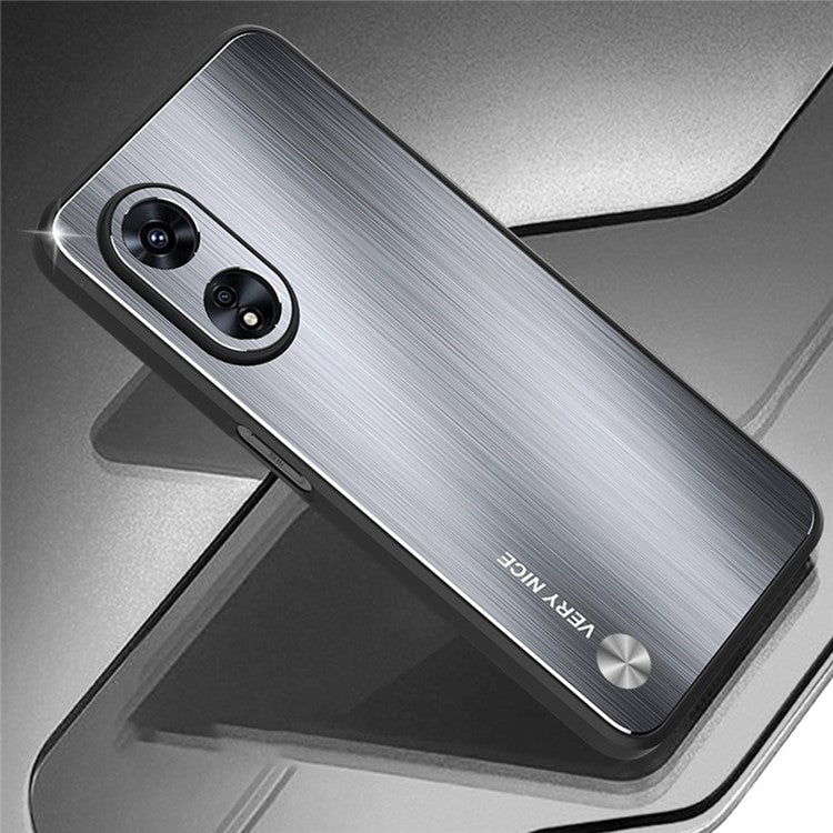 TPU + Aluminium Alloy Hybrid Case for Oppo A97 5G, Drop-proof Brushed Surface Mobile Phone Cover - Silver