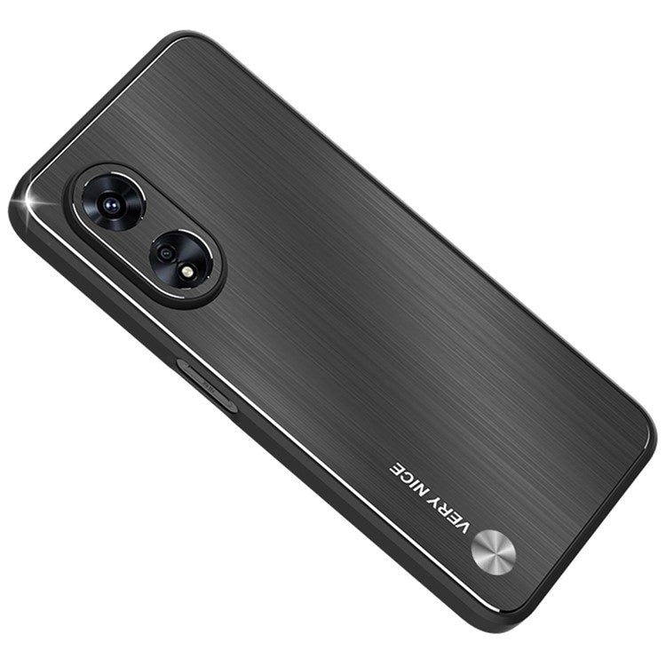 TPU + Aluminium Alloy Hybrid Case for Oppo A97 5G, Drop-proof Brushed Surface Mobile Phone Cover - Black