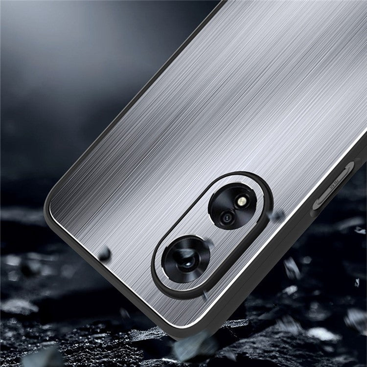 TPU + Aluminium Alloy Hybrid Case for Oppo A97 5G, Drop-proof Brushed Surface Mobile Phone Cover - Black