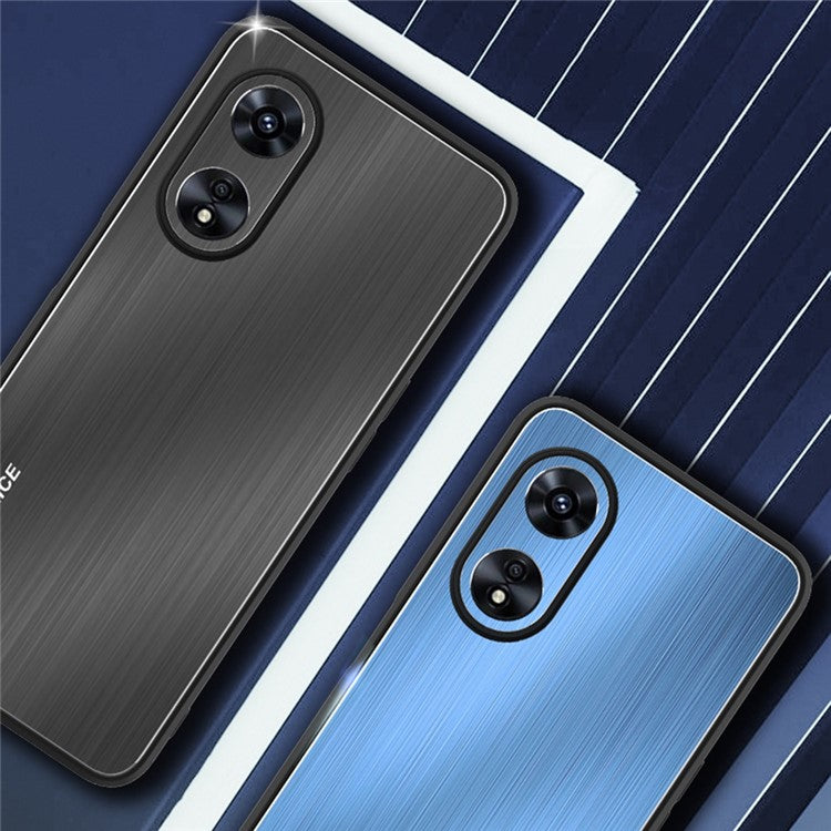 TPU + Aluminium Alloy Hybrid Case for Oppo A97 5G, Drop-proof Brushed Surface Mobile Phone Cover - Black