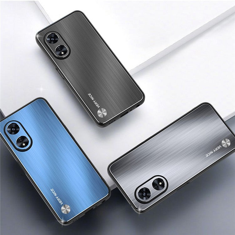 TPU + Aluminium Alloy Hybrid Case for Oppo A97 5G, Drop-proof Brushed Surface Mobile Phone Cover - Black