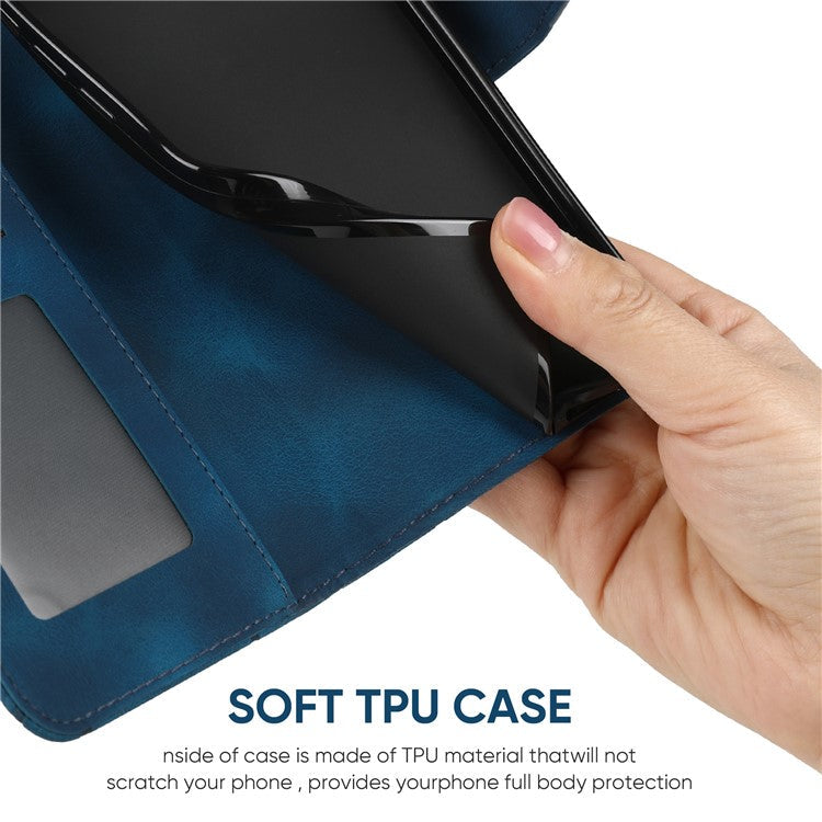 For OnePlus 11 5G Case Line Imprinted Wallet Leather Phone Cover - Blue