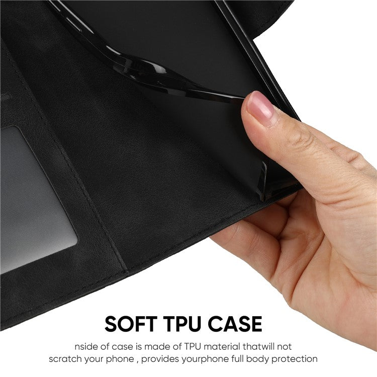 For OnePlus 11 5G Case Line Imprinted Wallet Leather Phone Cover - Black