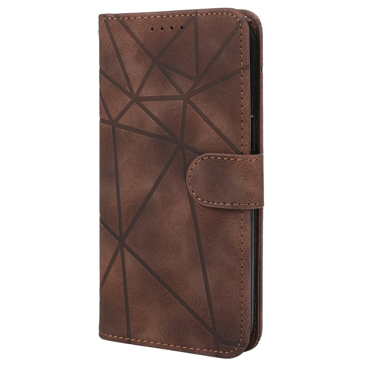 For OnePlus 11 5G Case Line Imprinted Wallet Leather Phone Cover - Brown