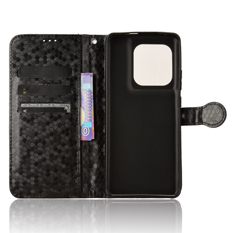 For Motorola Edge 50 Ultra 5G / Moto X50 Ultra 5G Case Leather Flip Stand Phone Cover Dot Pattern - Black