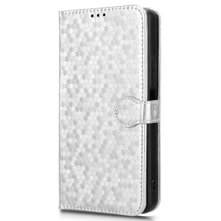 For Motorola Edge 50 Ultra 5G / Moto X50 Ultra 5G Case Leather Flip Stand Phone Cover Dot Pattern - Silver