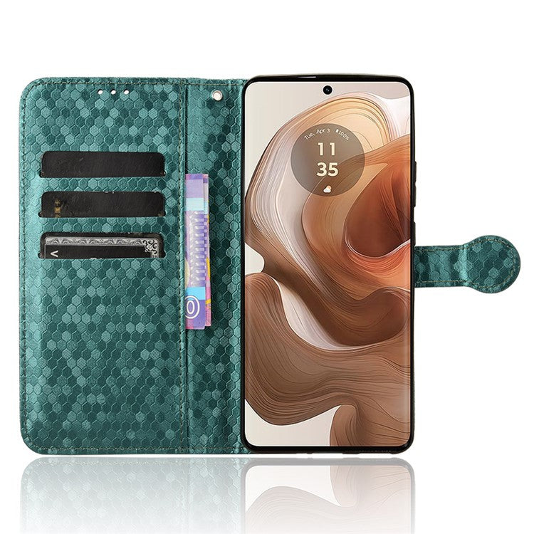For Motorola Edge 50 Ultra 5G / Moto X50 Ultra 5G Case Leather Flip Stand Phone Cover Dot Pattern - Green