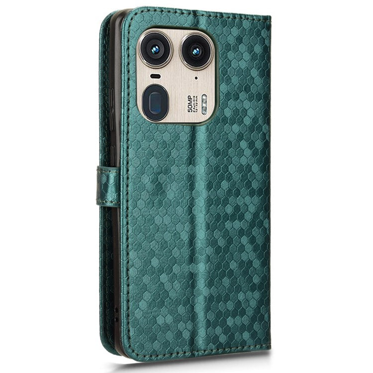 For Motorola Edge 50 Ultra 5G / Moto X50 Ultra 5G Case Leather Flip Stand Phone Cover Dot Pattern - Green