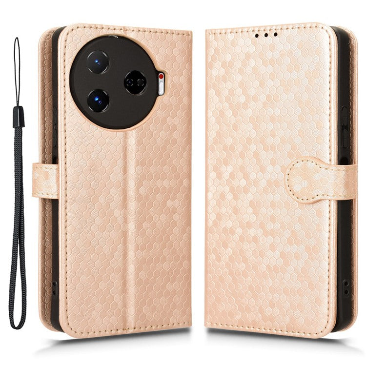 For TECNO Camon 30 Pro 5G CL8 Case Dot Pattern Card Slots Stand Mobile Phone Cover - Rose Gold