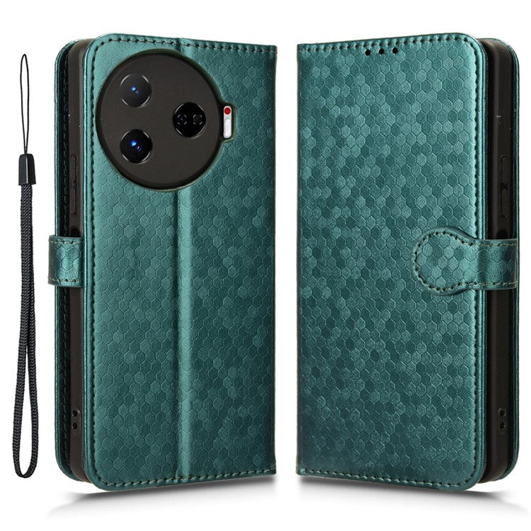 For TECNO Camon 30 Pro 5G CL8 Case Dot Pattern Card Slots Stand Mobile Phone Cover - Green