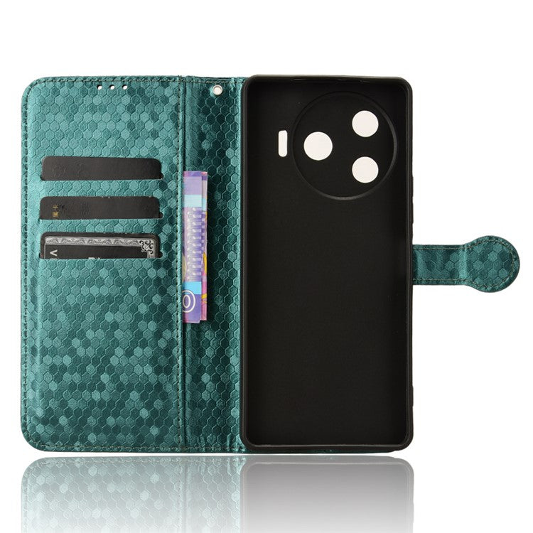 For TECNO Camon 30 Pro 5G CL8 Case Dot Pattern Card Slots Stand Mobile Phone Cover - Green