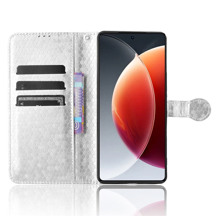 For TECNO Camon 30 Pro 5G CL8 Case Dot Pattern Card Slots Stand Mobile Phone Cover - Silver