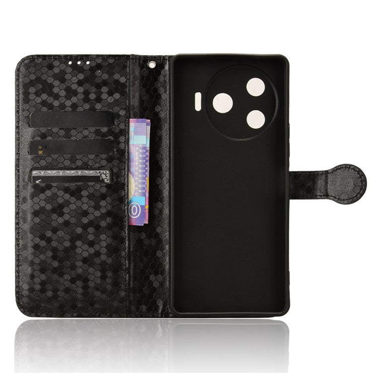 For TECNO Camon 30 Pro 5G CL8 Case Dot Pattern Card Slots Stand Mobile Phone Cover - Black