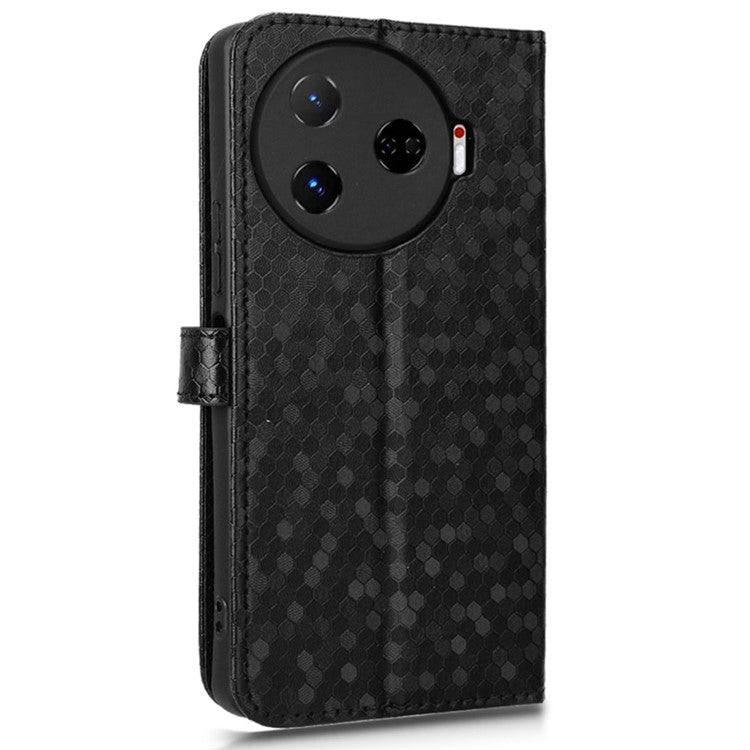 For TECNO Camon 30 Pro 5G CL8 Case Dot Pattern Card Slots Stand Mobile Phone Cover - Black